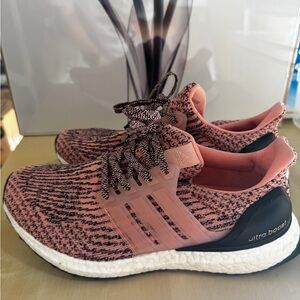Adidas Women's Pink and Black Ultra Boost Sneakers